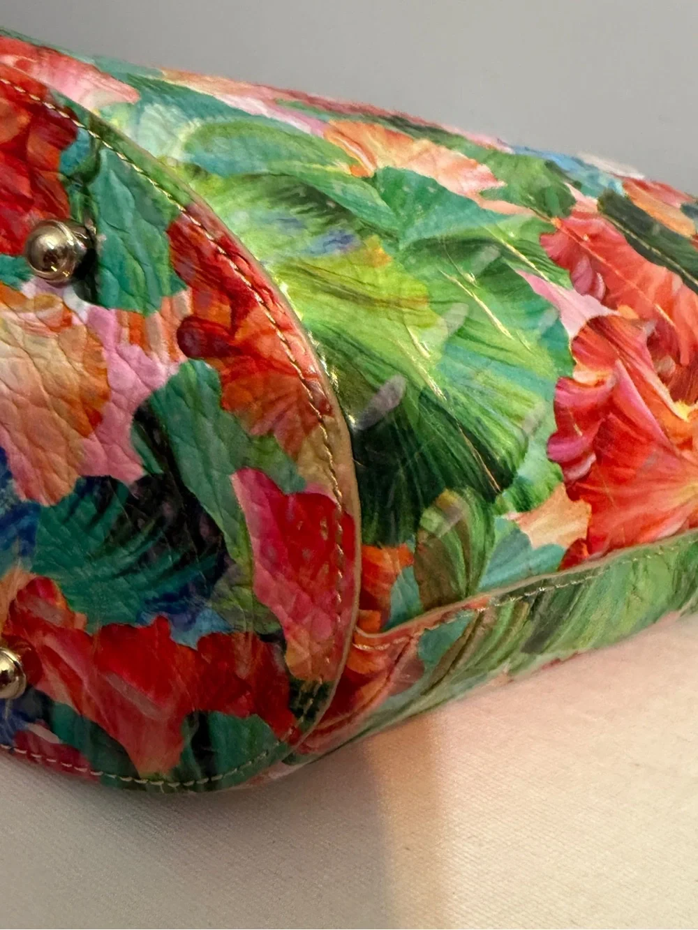 Brahmin Mira Taffy Melbourne Tote Bag Floral Leather Dust Bag NWT